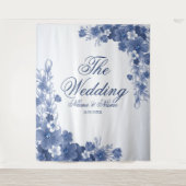 Floral Blue Rustic Elegant Wandkleed (Voorkant)