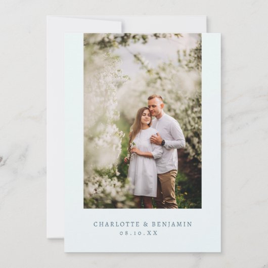 Floral Blue Save The Date (Achterkant)