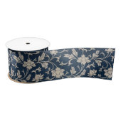  Floral Blue Scroll Chinoiserie Satijnen Lint (Spoel)