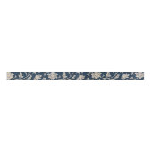 Floral Blue Scroll Chinoiserie Satijnen Lint (Voorkant)