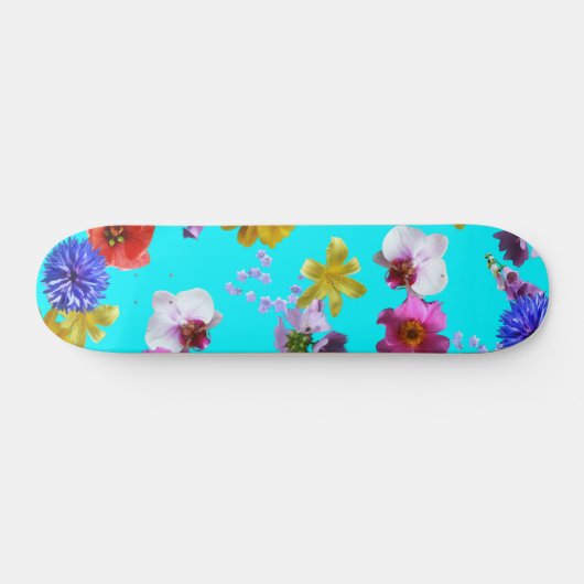 Floral Blue Skateboard (Horizontaal)