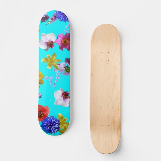 Floral Blue Skateboard (Voorkant)
