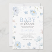 Floral Blue Spring Baby in Bloom Baby shower Kaart (Voorkant)
