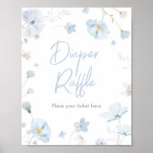 Floral Blue Spring Baby in Bloom Luier Raffle Poster (Voorkant)