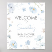 Floral Blue Spring Baby in Bloom Welkom Poster (Voorkant)