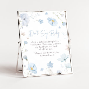 Floral Blue Spring Baby in Bloom Zeg geen Baby Poster