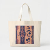 Floral Blue Stripes AI kunst Grote Tote Bag (Voorkant)