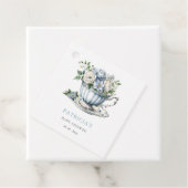 Floral Blue Tea Party Boy Baby shower Bedankjes Labels (In situ)