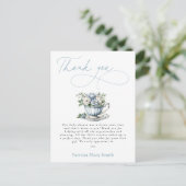 Floral Blue Tea Party Boy Baby shower Bedankt Briefkaart (Staand voorkant)