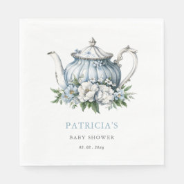 Floral Blue Tea Party Boy Baby shower Servet