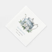 Floral Blue Tea Party Boy Baby shower Servet (Hoek)