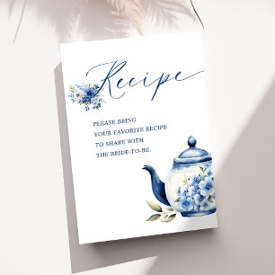 Floral Blue Tea Party Vrijgezellenfeest Recept Informatiekaartje