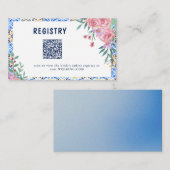 Floral Blue Tegel Vrijgezellenfeest behuizing Kaar Visitekaartje (Voorkant / Achterkant)