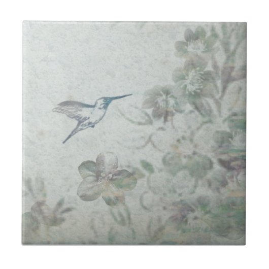 Floral Blue Tegeltje (Voorkant)
