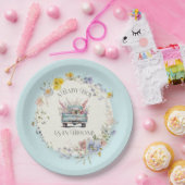 Floral Blue Truck Baby Boy in Bloom Paper Borden Papieren Bordje (Feest)