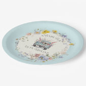 Floral Blue Truck Baby Boy in Bloom Paper Borden Papieren Bordje (Gekanteld)