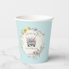 Floral Blue Truck Baby Boy in Bloom Paper Cups Papieren Bekers