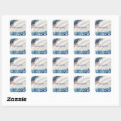 Floral Blue Vierkante Sticker (Vel)