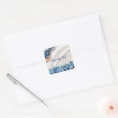 Floral Blue Vierkante Sticker (Envelop)