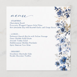 Floral Blue Vrijgezellenfeest Flat Menu