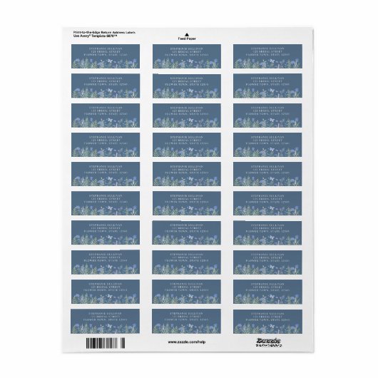 Floral Blue Vrijgezellenfeest retouradres Etiket (Full Sheet)