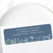 Floral Blue Vrijgezellenfeest retouradres Etiket