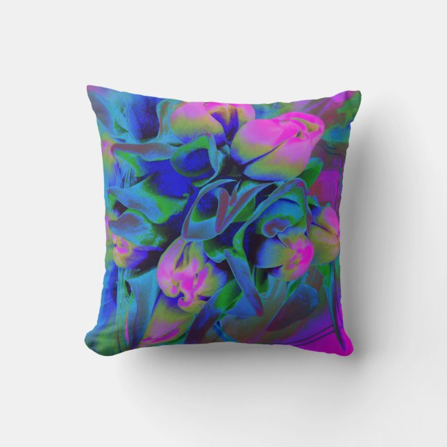 Floral Blue Waterverf Accent Pillow Kussen (Voorkant)
