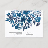 Floral blue waterverf haarklemweerkaatscherm visitekaartje (Achterkant)