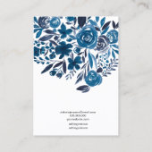 Floral blue waterverf juwelen oorscherm visitekaartje (Achterkant)