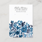 Floral blue waterverf juwelen oorscherm visitekaartje (Voorkant)