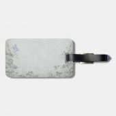 Floral Blue Wedding Bagagelabel (Achterkant horizontaal)