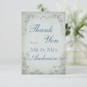  Floral Blue Wedding Bedankt (Staand voorkant)