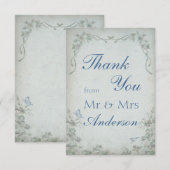  Floral Blue Wedding Bedankt (Voorkant / Achterkant)