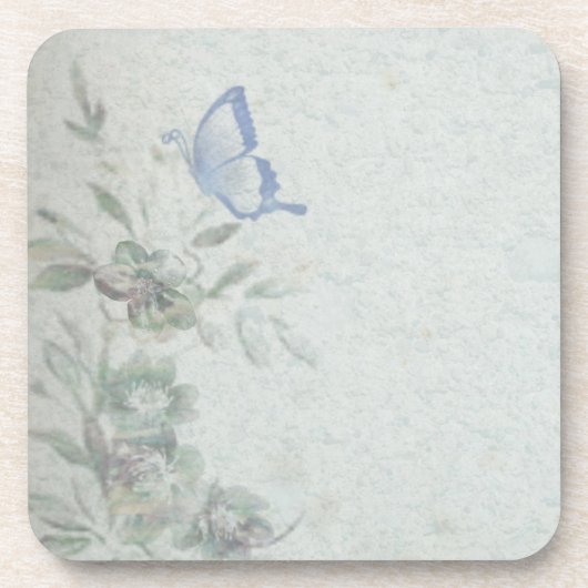  Floral Blue Wedding Bier Onderzetter (Voorkant)