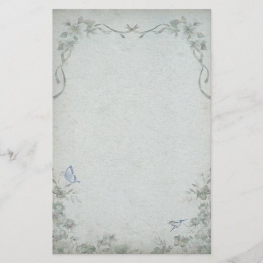  Floral Blue Wedding Briefpapier (Voorkant)