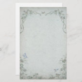  Floral Blue Wedding Briefpapier (Voorkant / Achterkant)