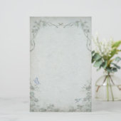  Floral Blue Wedding Briefpapier (Staand voorkant)