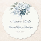 Floral Blue Wedding Kartonnen Onderzetters (Voorkant)