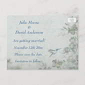Floral Blue Wedding Save the Date Aankondigingskaart (Achterkant)