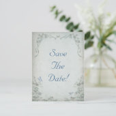 Floral Blue Wedding Save the Date Aankondigingskaart (Staand voorkant)