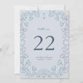 Floral Blue Wedding Table Number (Voorkant)