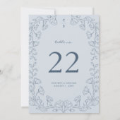 Floral Blue Wedding Table Number (Achterkant)