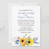 Floral Blue Wedding Waterverf Yellow Flowers Kaart (Voorkant)