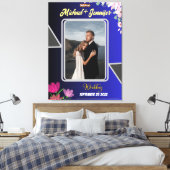 Floral Blue Wedding Welkom Uitgerekt Canvas Teken (Insitu (Slaapkamer))