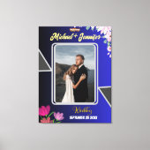 Floral Blue Wedding Welkom Uitgerekt Canvas Teken (Voorkant)