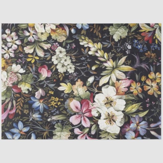  Floral Blue White Botanical Flower Cottage Tissuepapier (Voorkant)