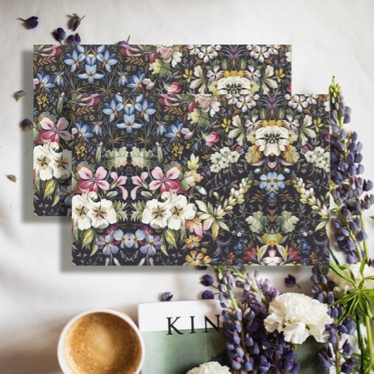 Floral Blue White Botanical Flower Pattern Tissuepapier