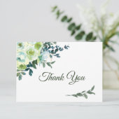 Floral Blue White Gold Turquoise Christelijk Weddi Bedankkaart (Staand voorkant)