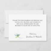 Floral Blue White Gold Turquoise Christelijk Weddi Bedankkaart (Achterkant)