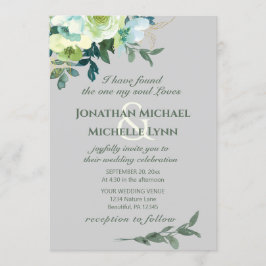 Floral Blue White Gold Turquoise Christelijk Weddi Kaart